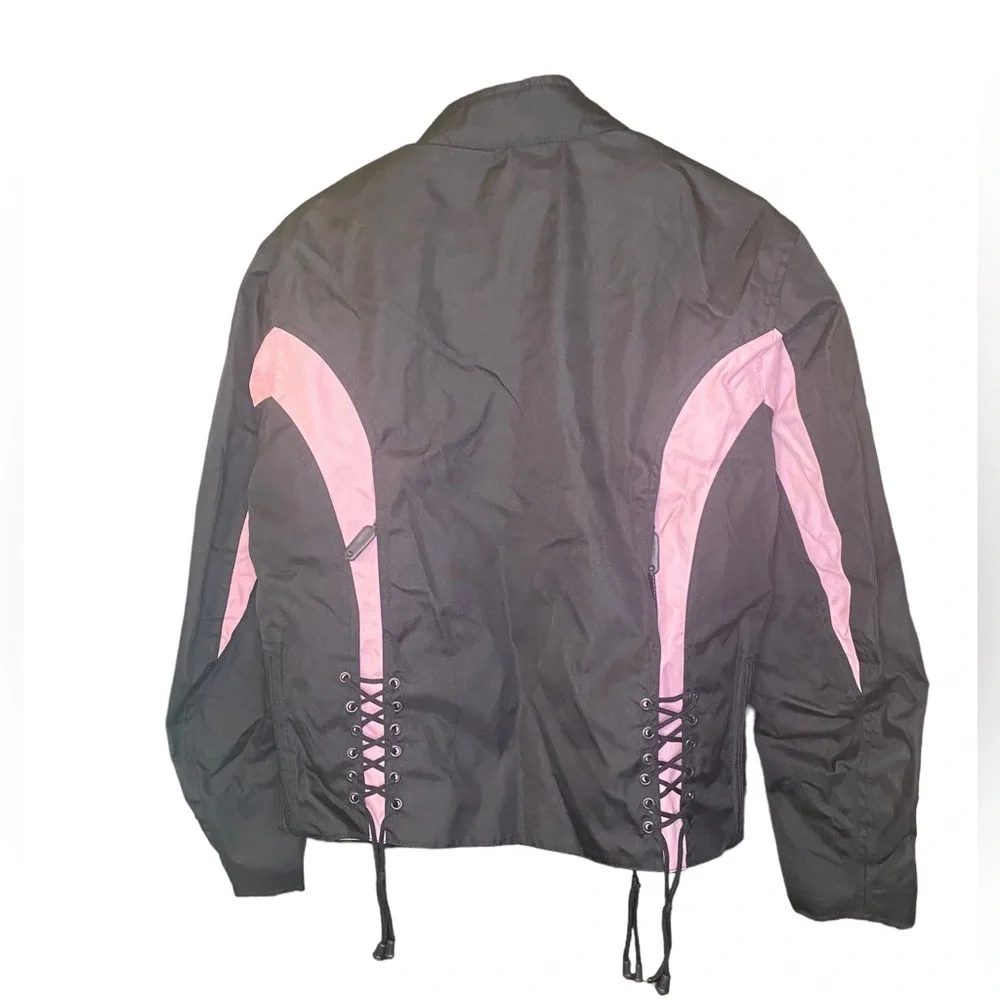 NEXGEN black light pink motorcycle jacket with laced up zip out liner size large